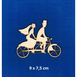 Para młoda na rowerze  9x7,5cm, dekor ślubny, pudełko na koperty